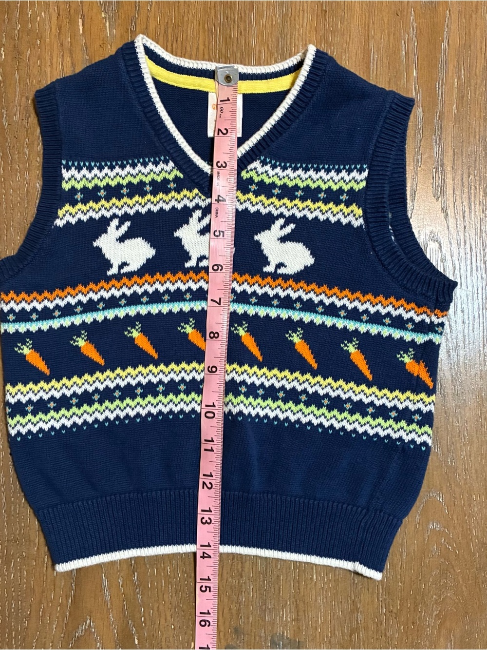 Gymboree Navy Sweater Vest with White Bunnies & Orange Carrots